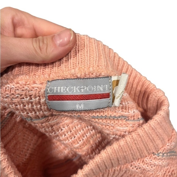 Vintage Checkpoint Pink Sweater Size Medium Cotton 90s Grandmacore Cottagecore - Picture 5 of 6